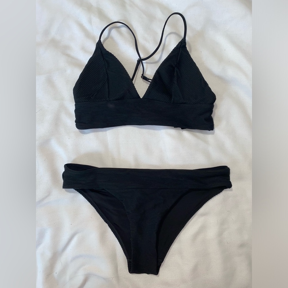H&M Black RibbedTriangle Bikini